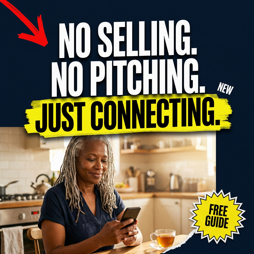 Ad creative reading No Selling. No Pitching. Just Connecting.