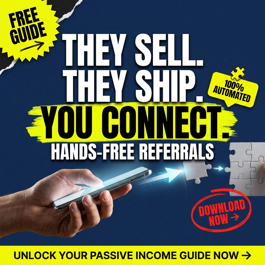 Ad creative reading They Sell. They Ship. You Connect. Hands-Free Referrals.