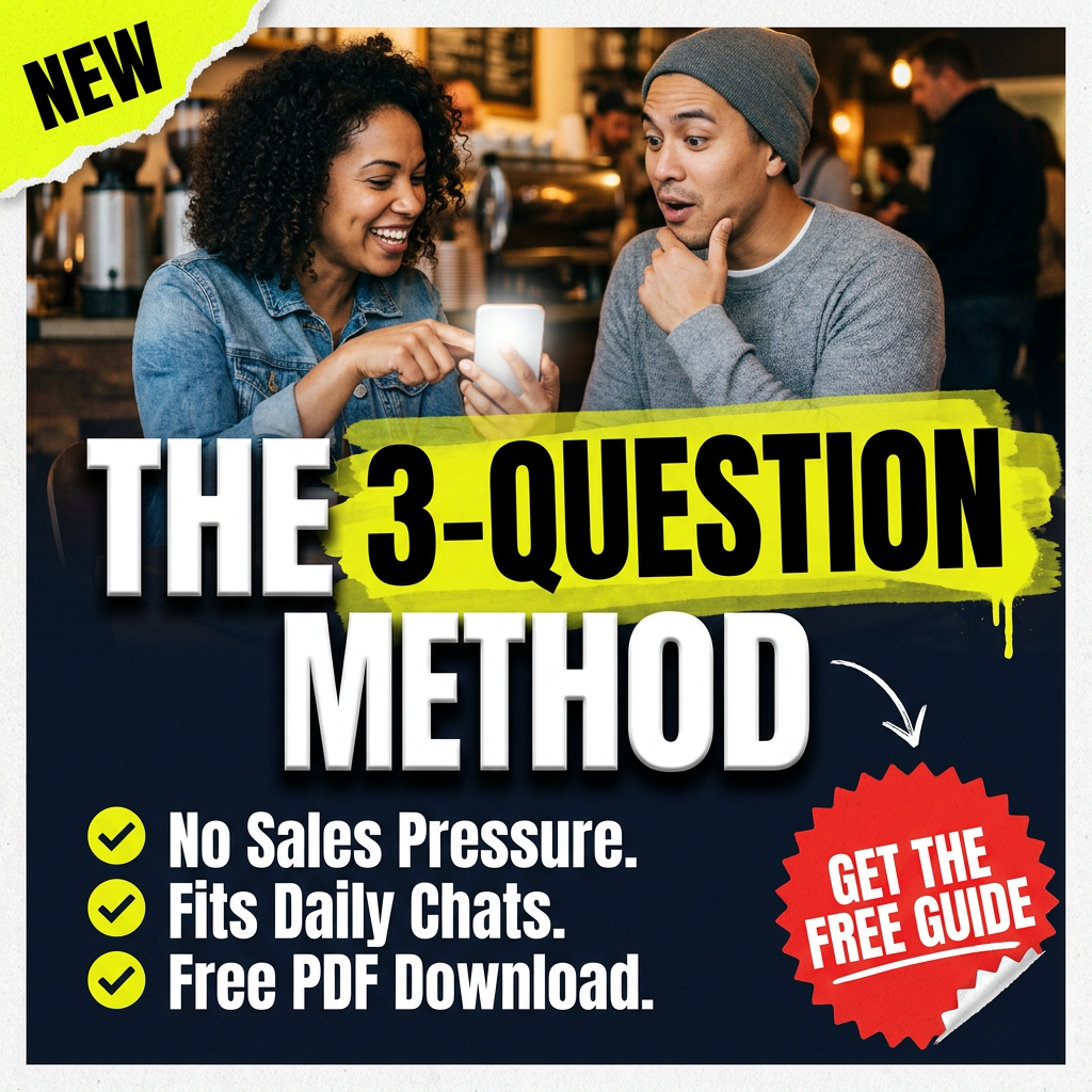 Ad creative reading The 3-Question Method. No sales pressure.